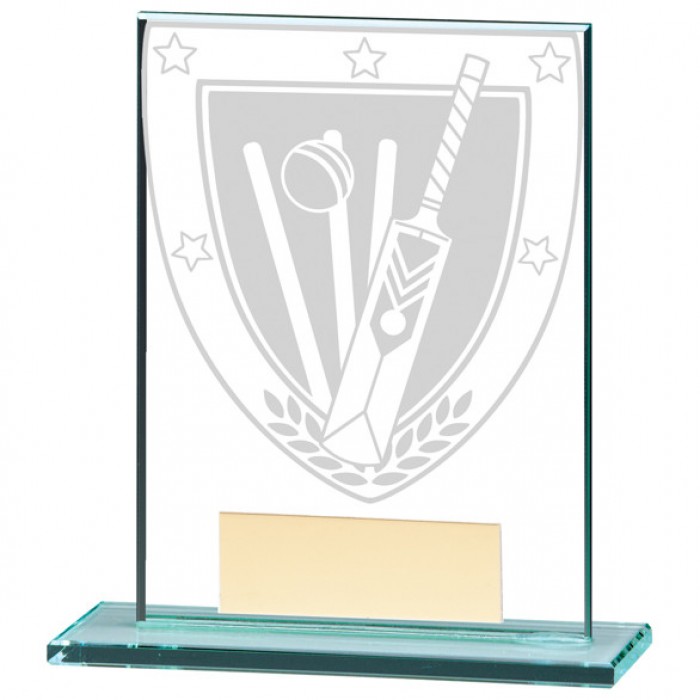 Millennium Cricket Jade Glass Award - 140MM